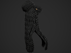 Female Hair Cards Style 8 - Braids And Knot 2 Modello 3D