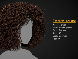 Female Hair Cards Style 9 - Wild Loose 3D Model