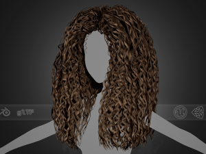Female Hair Cards Style 10 - Long Curly 3D Model