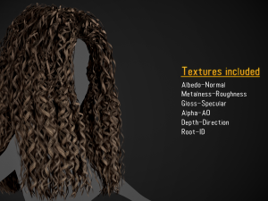 Female Hair Cards Style 10 - Long Curly Modelo 3D
