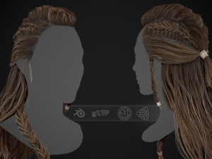 Female Hair Cards Style 1 - Viking Hair 3D Model