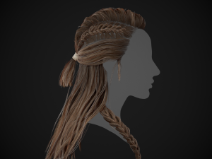 Female Hair Cards Style 1 - Viking Hair Model 3D