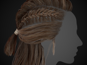Female Hair Cards Style 1 - Viking Hair Model 3D
