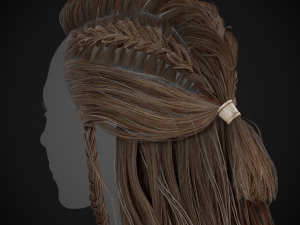 Female Hair Cards Style 1 - Viking Hair Model 3D