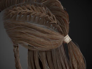 Female Hair Cards Style 1 - Viking Hair 3D Model