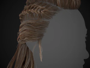 Female Hair Cards Style 1 - Viking Hair 3D Model