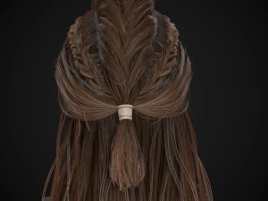 Female Hair Cards Style 1 - Viking Hair 3D Model