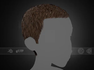 Male Hair Cards Style 3 - Short Hair Flat 3D Model