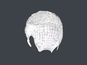 Male Hair Cards Style 3 - Short Hair Flat 3D Model