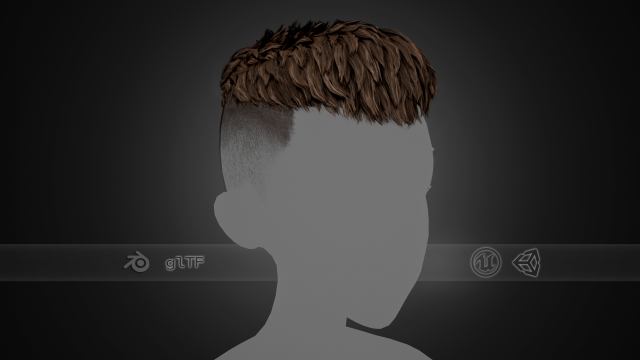 Male Hair Cards Style 6 - Short Straight 2 3D Model .c4d .max .obj .3ds .fbx .stl .blend 