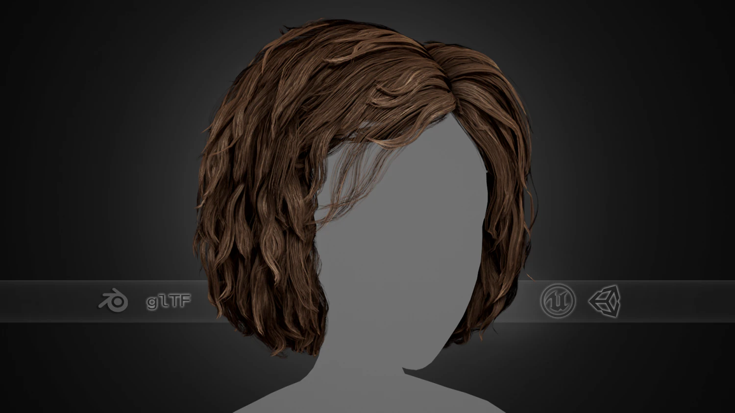 Male Hair Cards Style 7 - Curly Hair 1 3D Model .c4d .max .obj .3ds .fbx .stl .blend 