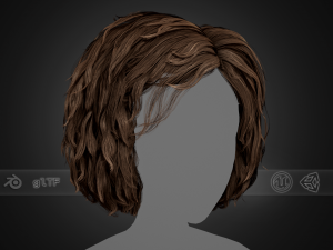 Male Hair Cards Style 7 - Curly Hair 1 3D Model