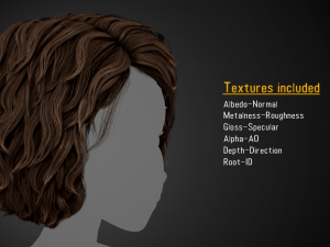 Male Hair Cards Style 7 - Curly Hair 1 3D Model
