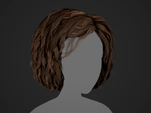 Male Hair Cards Style 7 - Curly Hair 1 3D Model