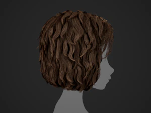 Male Hair Cards Style 7 - Curly Hair 1 3D Model