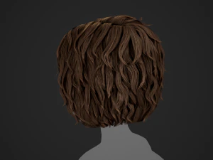 Male Hair Cards Style 7 - Curly Hair 1 3D Model