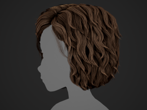 Male Hair Cards Style 7 - Curly Hair 1 3D Model