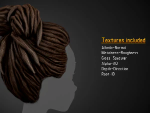 Male Hair Cards Style 8 - Dreadlocks 1 3D Model