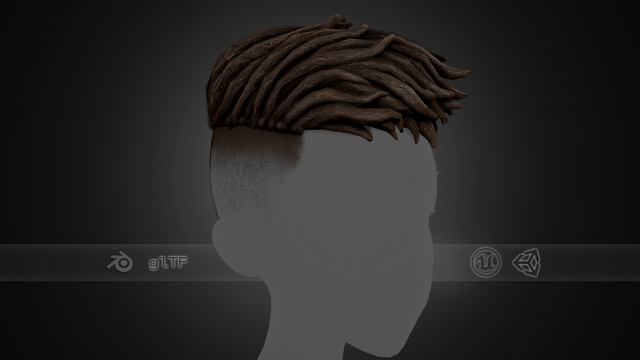 Male Hair Cards Style 9 - Dreadlocks 2 Model 3D .c4d .max .obj .3ds .fbx .stl .blend 