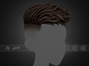 Male Hair Cards Style 9 - Dreadlocks 2 3D Model