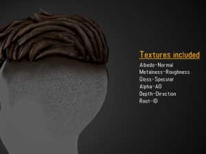 Male Hair Cards Style 9 - Dreadlocks 2 Model 3D