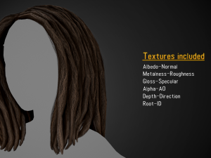 Male Hair Cards Style 10 - Dreadlocks 3 3D Модель