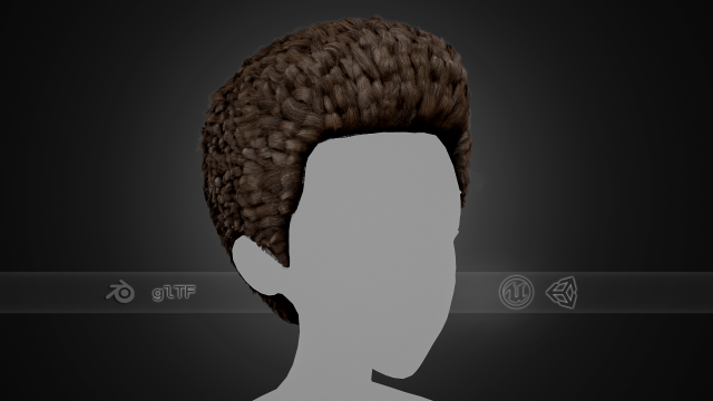 Male Hair Cards Style 11 - Frizzy Hair Modelo 3D .c4d .max .obj .3ds .fbx .stl .blend 