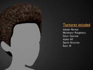 Male Hair Cards Style 11 - Frizzy Hair Modelo 3D