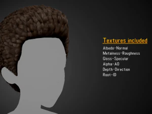 Male Hair Cards Style 11 - Frizzy Hair 3D Model