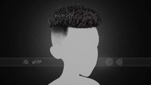 Male Hair Cards Style 12 - Curly Hair 2 3D Model .c4d .max .obj .3ds .fbx .stl .blend 