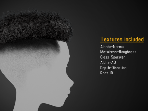 Male Hair Cards Style 12 - Curly Hair 2 3D Model