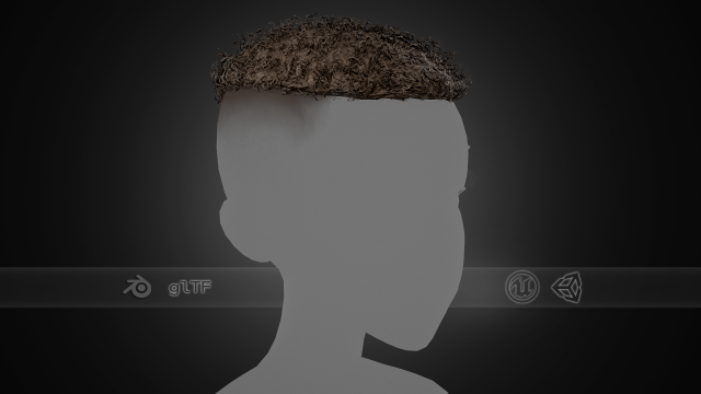 Male Hair Cards Style 13 - Curly Hair 3 Modello 3D .c4d .max .obj .3ds .fbx .stl .blend 