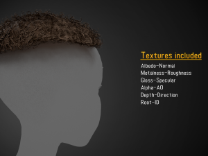 Male Hair Cards Style 13 - Curly Hair 3 Modello 3D