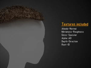 Male Hair Cards Style 13 - Curly Hair 3 3D Model