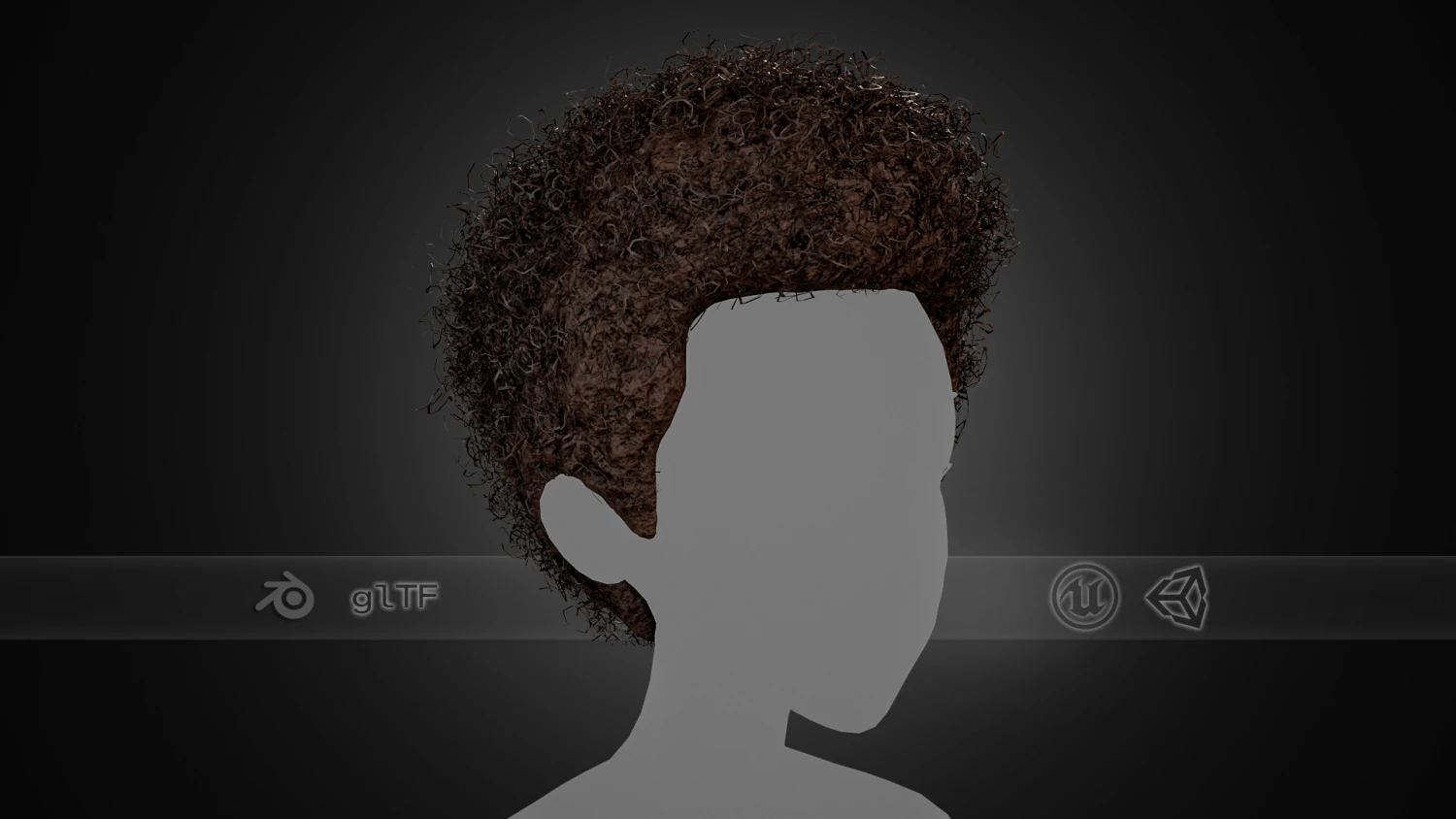 Male Hair Cards Style 14 - Curly Hair 4 3D Model .c4d .max .obj .3ds .fbx .stl .blend