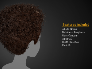 Male Hair Cards Style 14 - Curly Hair 4 3D Model