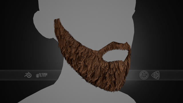 Facial Hair Cards Style 1 - Full Beard 1 Model 3D .c4d .max .obj .3ds .fbx .stl .blend 