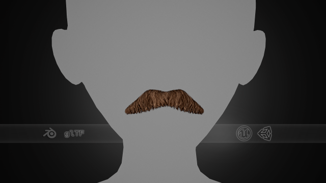 Facial Hair Cards Style 5 - Mustache 3D Модель .c4d .max .obj .3ds .fbx .stl .blend 