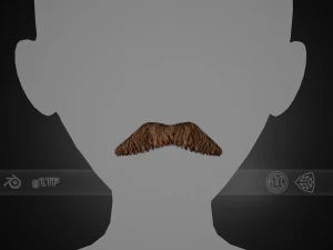 顔の毛カード スタイル 5 - 口ひげ 3Dモデル