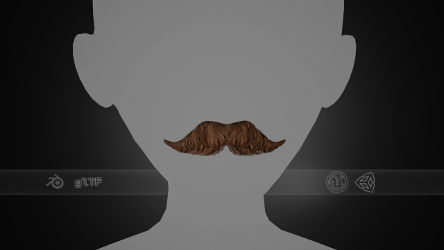 Facial Hair Cards Style 6 - Hungarian Mustache 3D Model .c4d .max .obj .3ds .fbx .stl .blend 
