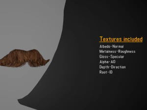 Cart&otilde;es de P&ecirc;los Faciais Estilo 6 - Bigode H&uacute;ngaro Modelo 3D