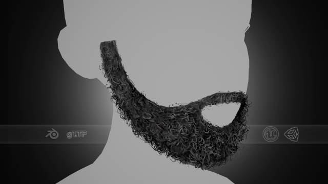 Facial Hair Cards Style 7 - Full Curly Beard Model 3D .c4d .max .obj .3ds .fbx .stl .blend 