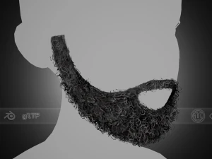 Cartes de poils du visage Style 7 - Barbe compl&egrave;te et boucl&eacute;e Modèle 3D