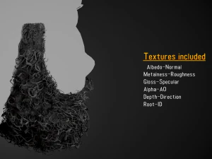 Facial Hair Cards Style 7 - Full Curly Beard 3D Model