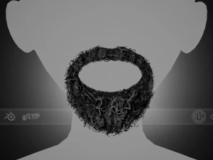 페이셜 헤어 카드 스타일 8 - 곱슬 원형 수염 3D 모델