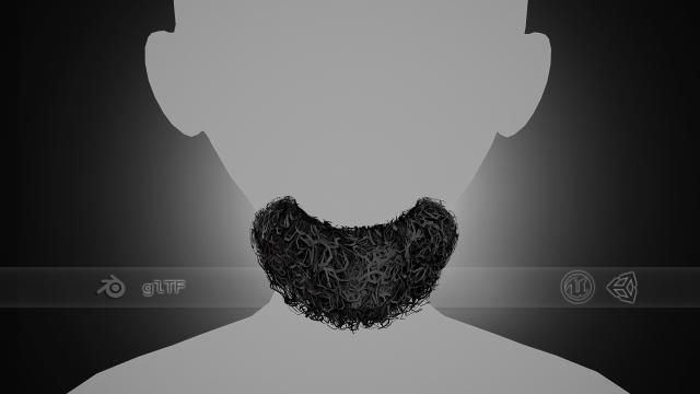 Facial Hair Cards Style 9 - Curly Goatee Beard Modelo 3D .c4d .max .obj .3ds .fbx .stl .blend 