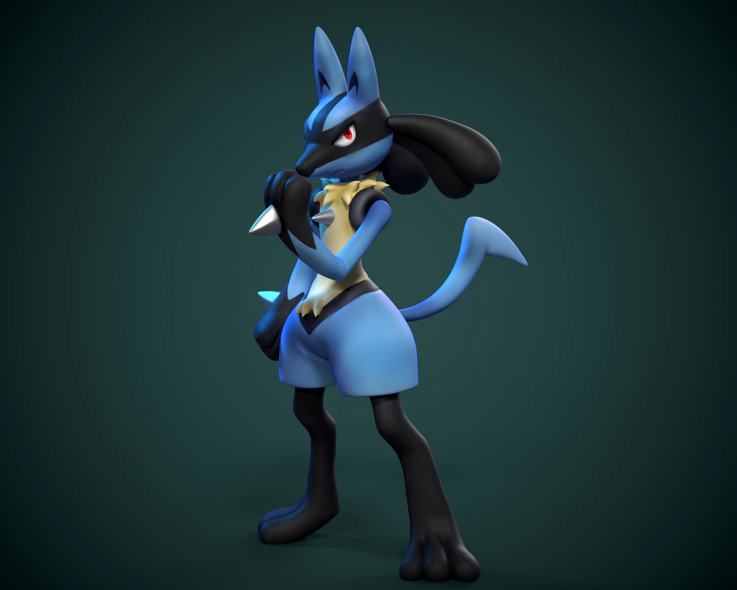 lucario pokemon 3D Print Model .c4d .max .obj .3ds .fbx .stl .blend 