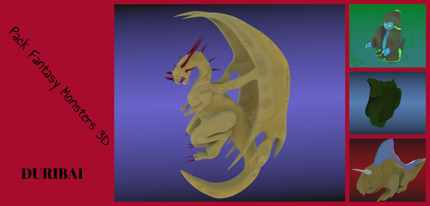 pack monster fantasy 3d 3D Model .c4d .max .obj .3ds .fbx .stl .blend