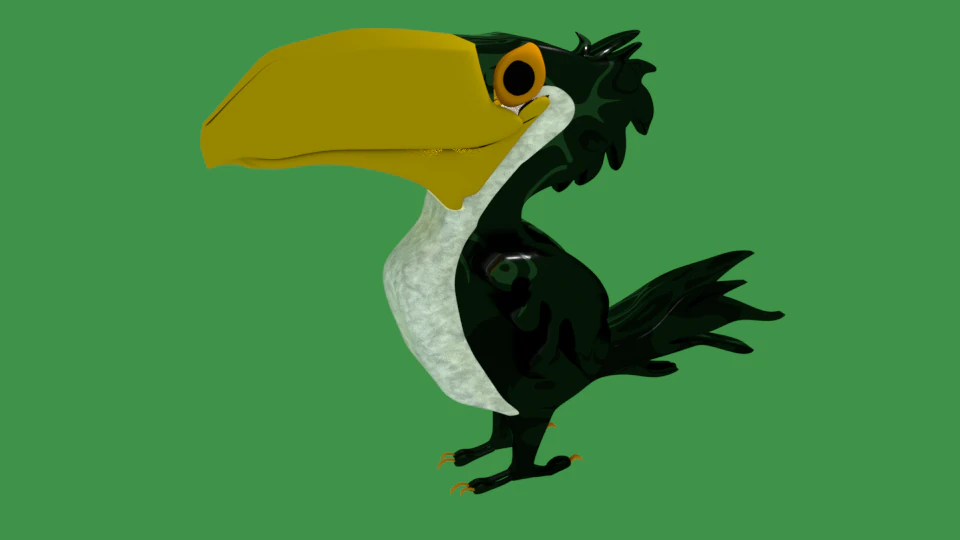 pelican cartoon 3d 3D Model .c4d .max .obj .3ds .fbx .stl .blend