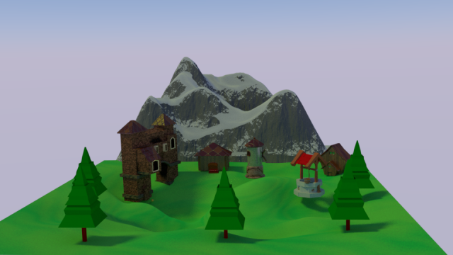 populated landscape lowpoly 3D Модель .c4d .max .obj .3ds .fbx .stl .blend 